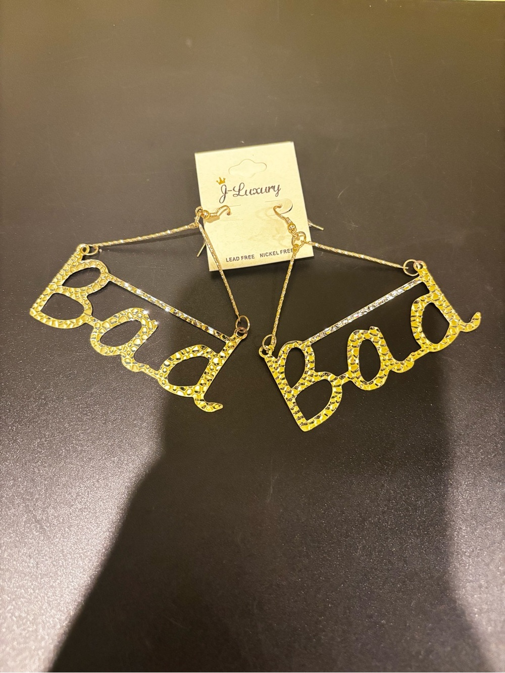 Gold "Bad" Script Name Necklace